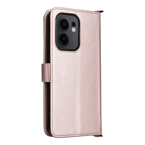 Puzdro s chlopňou pre Oppo Reno 13F 5G, Crossbody Leather Wallet, ružové