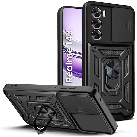 Obal na mobil pre Realme 14X / Realme C75, CamShield Slide, čierne