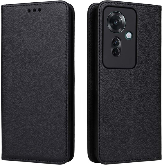 Klapkové puzdro pre Oppo Reno 11F 5G, Smart Magnetic, čierne + 9H sklo