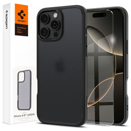 Puzdro Spigen pre iPhone 16 Pro Max, Ultra Hybrid, čierna / matná + tvrdené sklo 9H