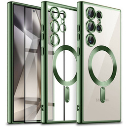 Puzdro pre Samsung Galaxy S24 Ultra, Electro MagSafe, zelený+ Plné lepidlo keramické sklo