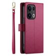 Klapkové puzdro pre Oppo Reno 13 Pro 5G, Wallet Zipper Pocket, červené
