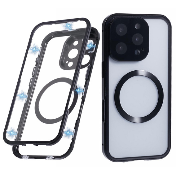 Magnetické puzdro Dual Glass MagSafe pre iPhone 16 Pro Max, čierne