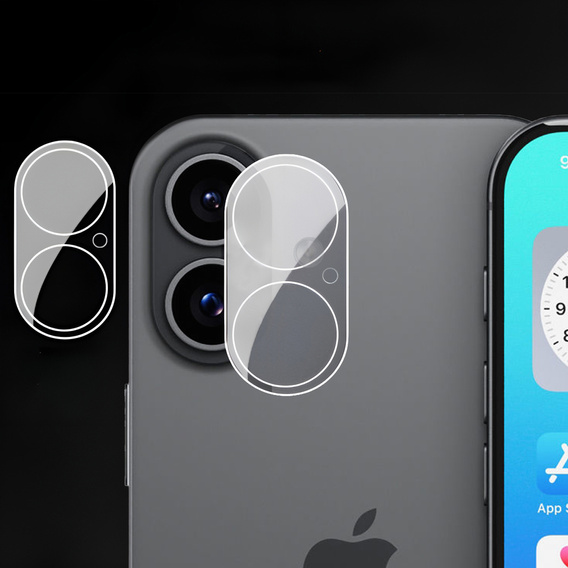 Tvrdené sklo na fotoaparát pre iPhone 16 / 16 Plus, priehľadné