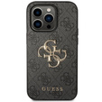 GUESS Obal na mobil pre iPhone 15 Pro Max, 4G Big Metal Logo, sivé