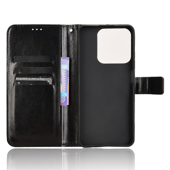 Klapkové puzdro pre Realme C61, Crazy Horse Wallet, čierne