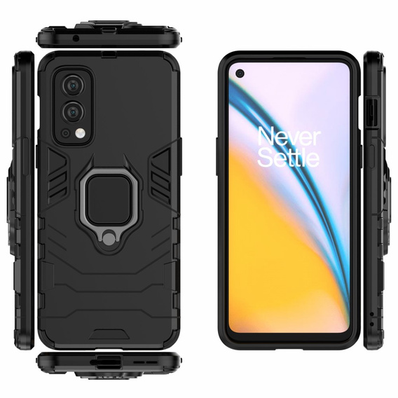 Obal na mobil pre OnePlus Nord 2 5G, Kickstand Ring, čierne