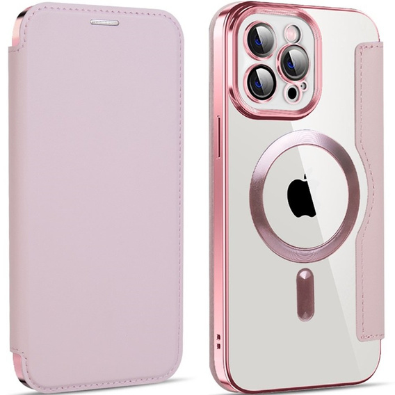 Klapkové puzdro pre iPhone 12 Pro Max, RFID Wallet MagSafe CamShield, ružové
