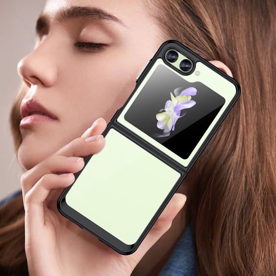 Obal na mobil pre Samsung Galaxy Z Flip 5 5G, Fusion Hybrid, transparentné / čierne