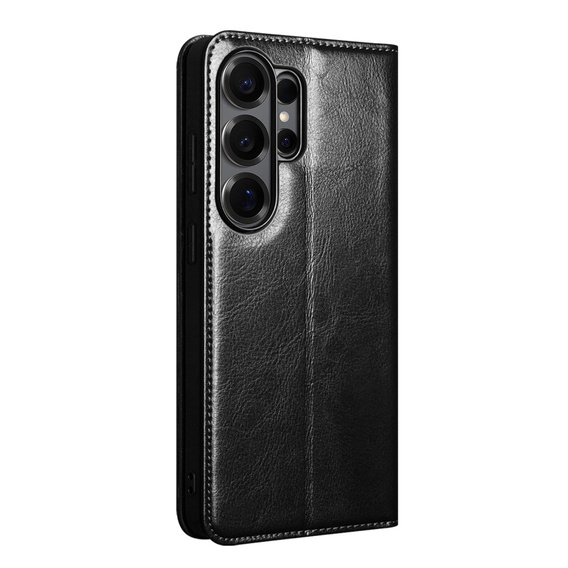 Kožené puzdro Qialino s klopou Peňaženka pre Samsung Galaxy S26 Ultra, čierna