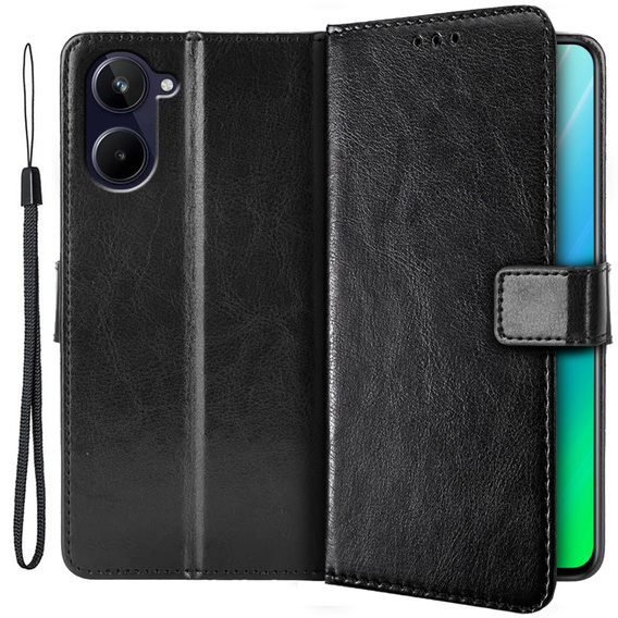 Flipové puzdro pre Realme 10 4G, Split Leather, čierne