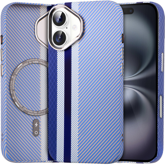 Puzdro pre iPhone 16, Carbon Fiber MagSafe, modré