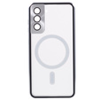 Magnetické puzdro Dual Glass MagSafe pre Samsung Galaxy S21+ Plus, strieborné