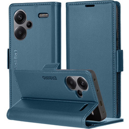 Puzdro pre Xiaomi Redmi Note 13 Pro+, ERBORD Glossy Litchi, flipová peňaženka, modré