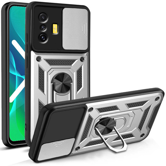 Obal na mobil pre Xiaomi Poco F4 GT, CamShield Slide, strieborné