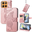 Klapkové puzdro pre Motorola Moto G15 / Motorola Moto G15 Power, Butterfly, ružové rose gold