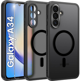 Puzdro pre Samsung Galaxy A34 5G, pre MagSafe, ERBORD Matt Case, čierny + sklo na displej