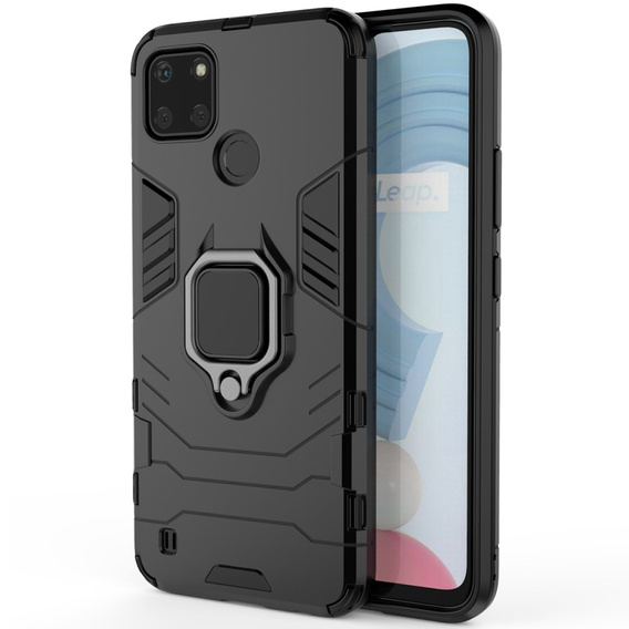 Obal na mobil pre Realme C21Y, Kickstand Ring, čierne