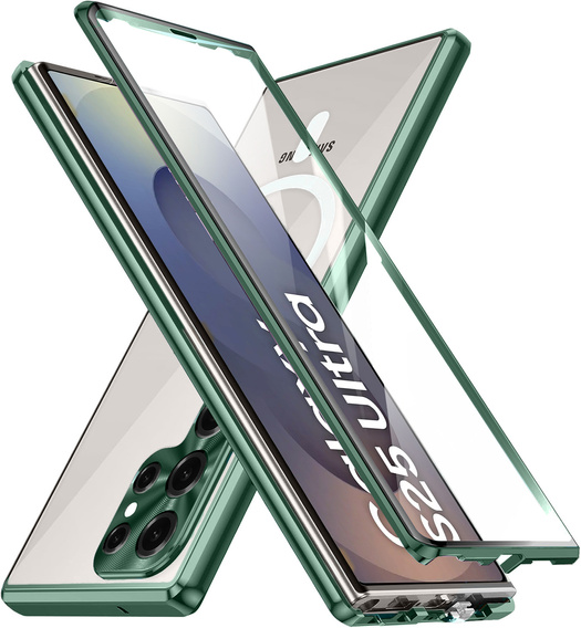 Magnetické puzdro Dual Glass MagSafe pre Samsung Galaxy S25 Ultra, zelený