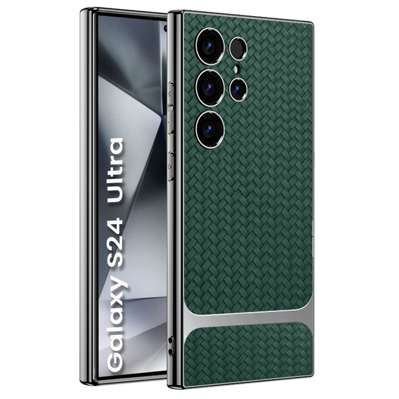 Puzdro pre Samsung Galaxy S24 Ultra, GKK Woven Leather, zelený