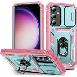 Obal na mobil pre Samsung Galaxy S23 FE, CamShield Slide, zelená / ružová