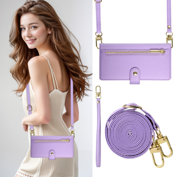 Klapkové puzdro pre Honor Magic 7 Lite, Wallet Zipper Pocket, fialové