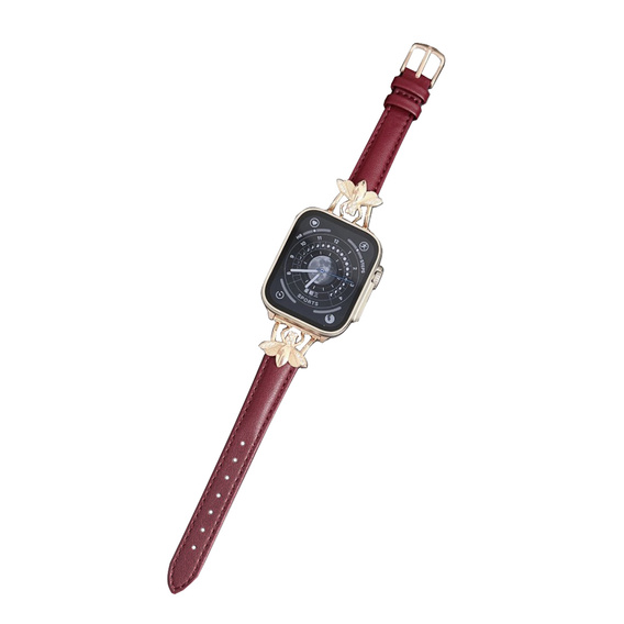 Kožený remienok pre Apple Watch 1/2/3/4/5/6/7/8/SE/Ultra 42/44/45/49 mm, bordový