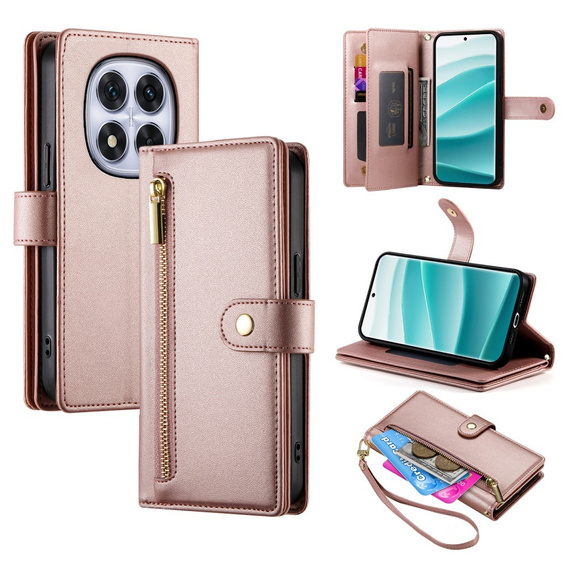Klapkové puzdro pre Xiaomi Redmi Note 14 Pro 5G / Poco X7 5G, Wallet Zipper Pocket, ružové