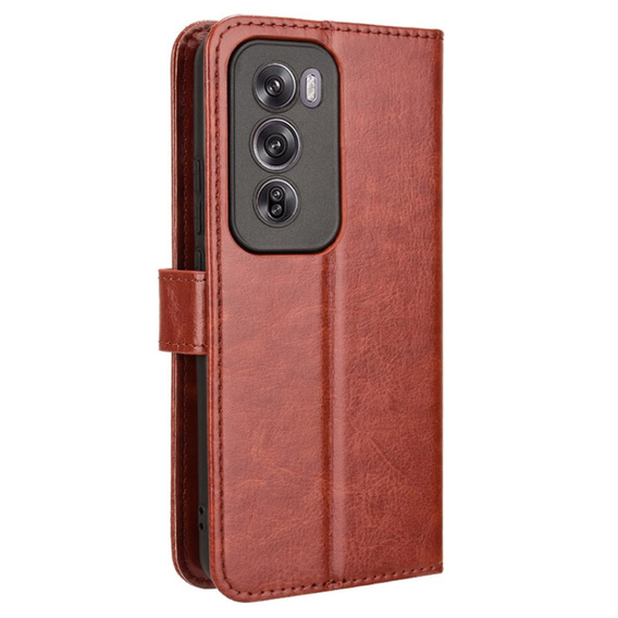 Klapkové puzdro pre Oppo Reno 12 Pro, Crazy Horse Wallet, hnedé