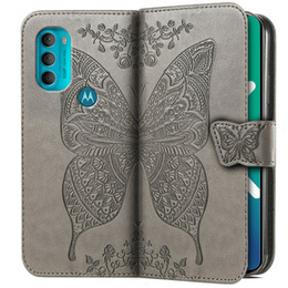 Klapkové puzdro pre Motorola Moto G71 5G, Butterfly, sivé