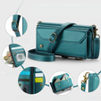 Puzdro CASEME pre Samsung Galaxy S24 FE, RFID Leather Wallet, s popruhom cez rameno, zelený