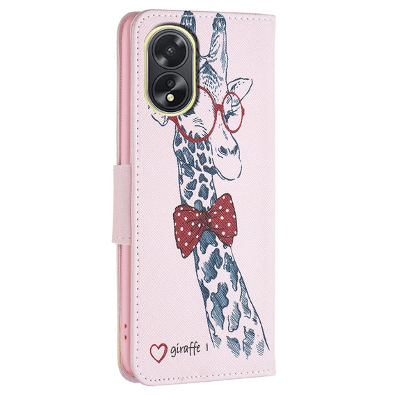Klapkové puzdro pre Oppo A38 4G / Oppo A18 4G, Wallet, Giraffe ružové