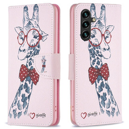 Klapkové puzdro pre Samsung Galaxy A05s, Wallet, giraffe, ružové