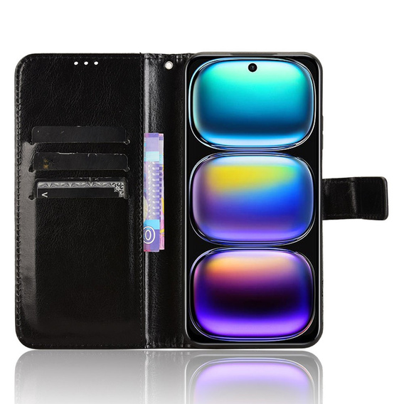 Klapkové puzdro pre Infinix Hot 50i 4G, Crazy Horse Wallet, čierne