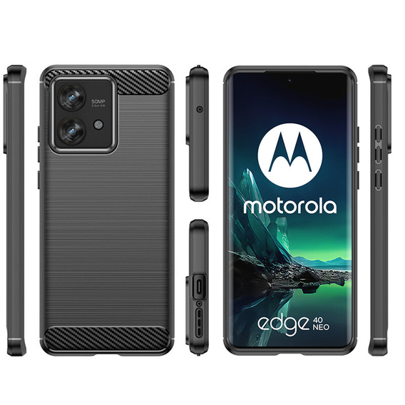 Obal na mobil pre Motorola Edge 40 Neo, Carbon, čierne