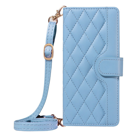 Puzdro s chlopňou pre Xiaomi Redmi Note 14 Pro 5G / Xiaomi Redmi Note 14 Pro+ 5G / Xiaomi Poco X7 5G, Rhombus Crossbody Leather, modré