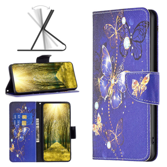 Klapkové puzdro pre Xiaomi Redmi Note 13 Pro 5G, Wallet, Butterflies fialové