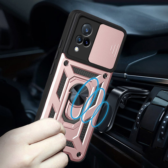 Obal na mobil pre Vivo V21 5G, CamShield Slide, ružové rose gold