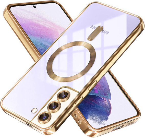 Puzdro pre Samsung Galaxy S21, Electro MagSafe, zlaté + sklo na displej