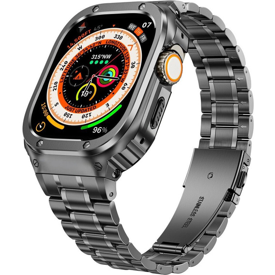 Oceľový náramok s puzdrom pre Apple Watch 7/8/9 45MM, strieborná / zlatá