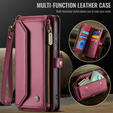 Puzdro CASEME pre Samsung Galaxy S25 FE, RFID Leather Wallet, s popruhom cez rameno, červené