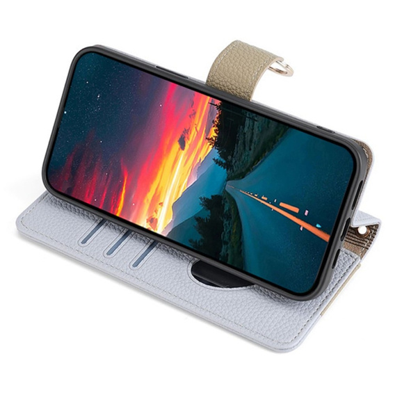 Flipové puzdro pre iPhone 14, Wallet Zipper Pocket, so zrkadlom, modré