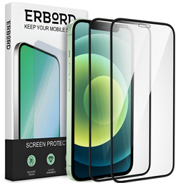 2x tvrdené sklo pre iPhone 12 Mini, ERBORD 3D pre celý displej