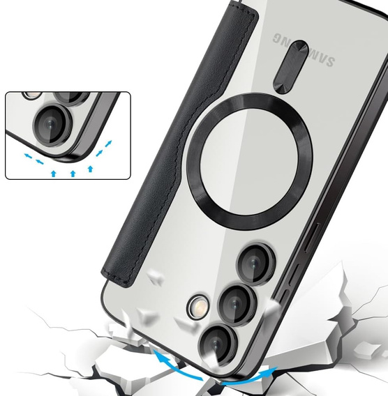 Klapkové puzdro pre Samsung Galaxy S25 FE, RFID Wallet MagSafe CamShield, čierne