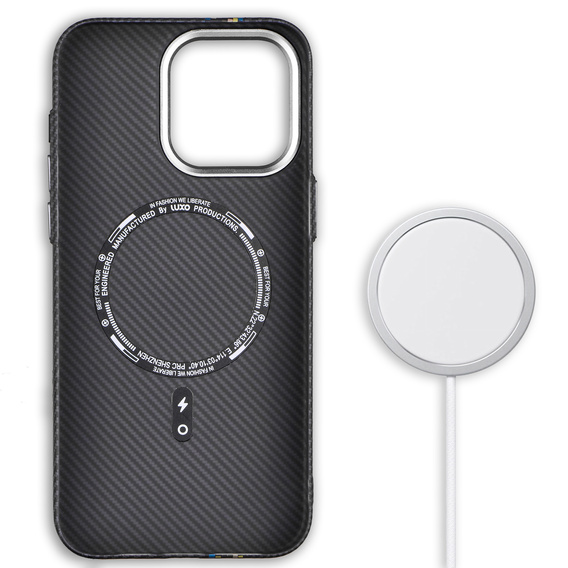 Puzdro pre iPhone 15 Pro, Carbon Fiber MagSafe, čierne
