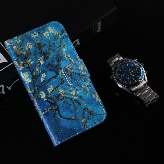 Klapkové puzdro pre Samsung Galaxy A14 4G/5G, Wallet, Sakura, modré