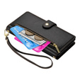 Klapkové puzdro pre Samsung Galaxy S25+ Plus, Wallet Zipper Pocket, čierne