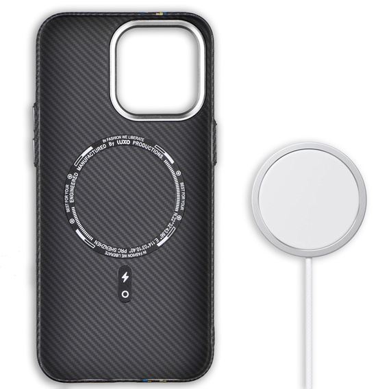 Puzdro pre iPhone 13 Pro, Carbon Fiber MagSafe, čierne