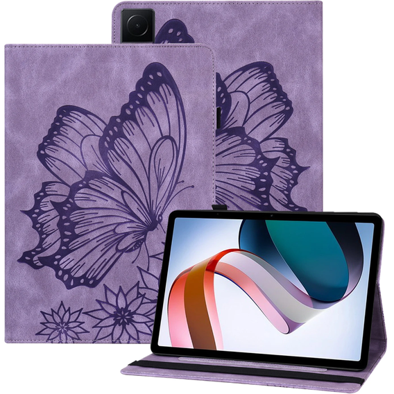 Obal na mobil pre Lenovo Tab M9, Wallet Pen Slot, butterflies, hnedé