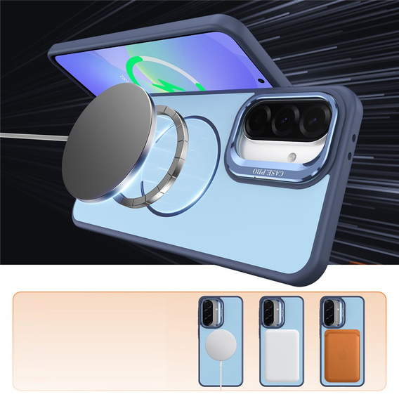 Puzdro Skin-touch s podstavcom MagSafe pre Samsung Galaxy A57 5G, modré